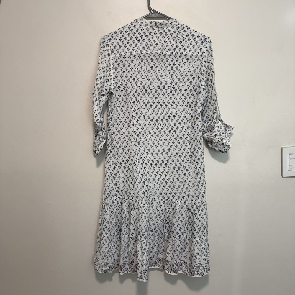 Alicia Bell NWT Popover Flounce Dress in White with Blue Floral Print Size XS - Picture 5 of 7